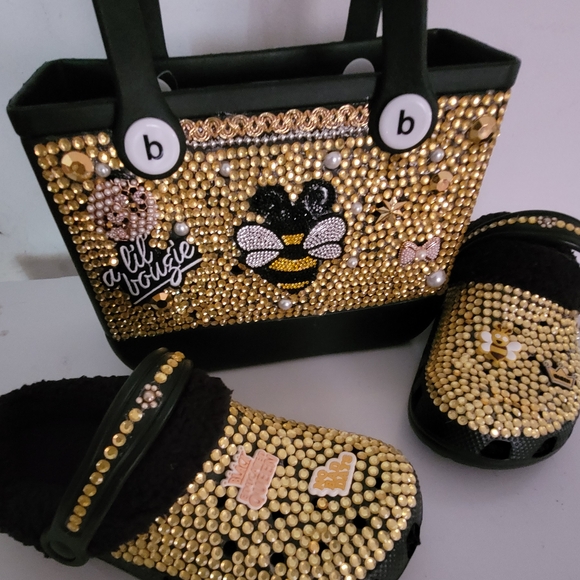 Gold and Black PURSE AND SHOE SET
